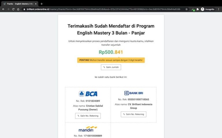 Cara Daftar di Brilliant English Course Kampung Inggris